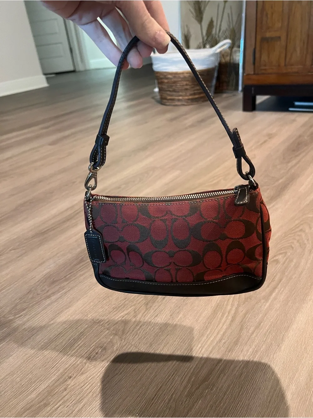 Coach Vintage Y2K Signature Red Brown Leather Mini Demi Shoulder Bag 6094